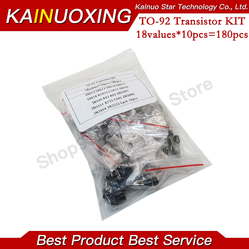 Transistor Assorted Kit (TO-92) 18kinds*10pcs=180pcs 2N2222 S9013 S9014 S9015 S9018 S8050 S8550 5551 5401 2N3904 2N3906 2SC1815