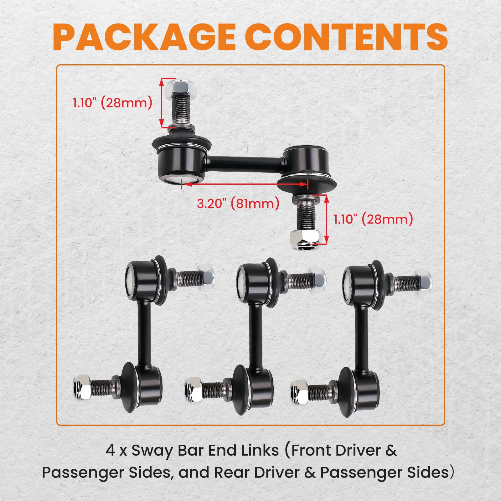 4x Front & Rear Sway Bar End Links for Chevy Corvette C5 C6 1997-2013 Sway Bar End Links Roll Bar Suit for Chevy Chevrole