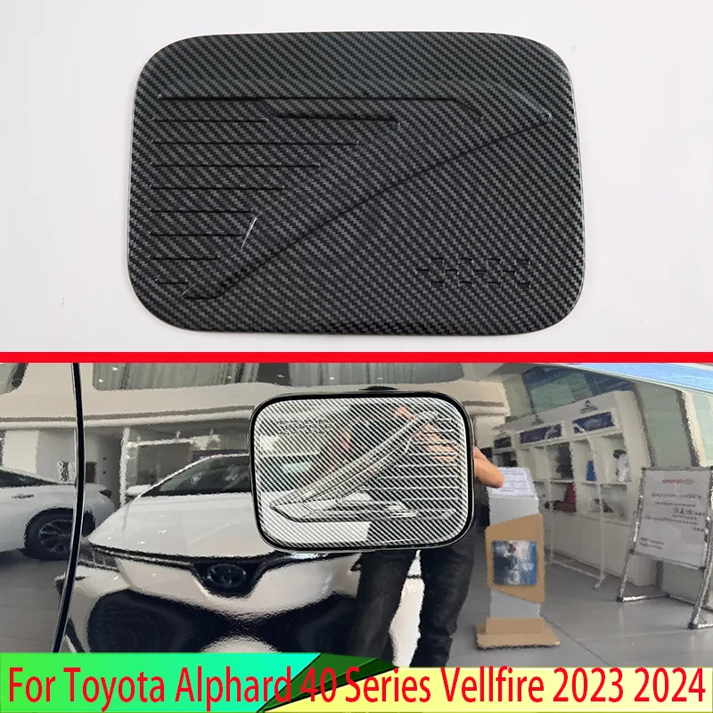 

For Toyota Alphard 40 Series Vellfire 2023 2024 Carbon fiber style Fuel Tank Cap Cover Car Styling Trim Oil Cap Protective