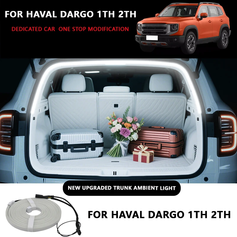 

FOR HAVAL DARGO 1TH 2TH Rear Trunk LED Light Bar Strips Trunk Interior Decorative Lamp Strip Luggage Atmosphere Light