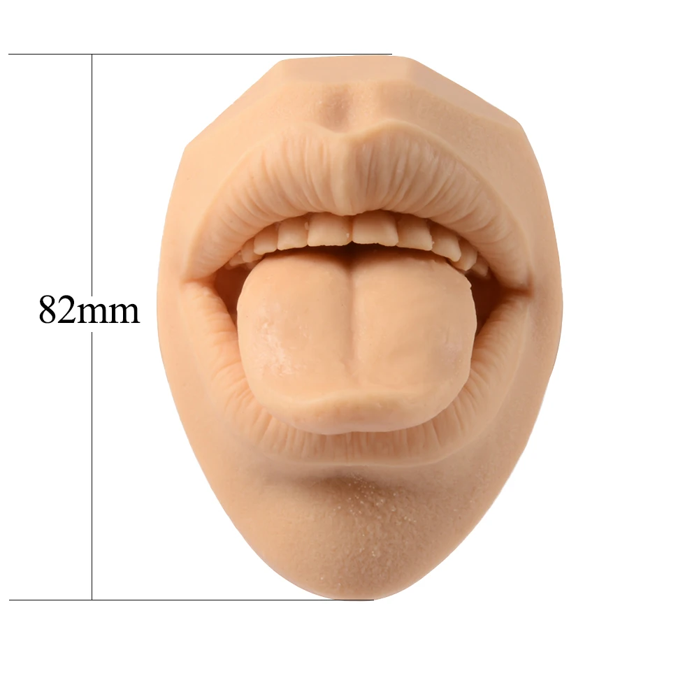 1PC Silicone Mouth Model Tattoo Puncture Practice Body Part Display Lip Teeth Tongue Piercing Jewelry with Acrylic Stand