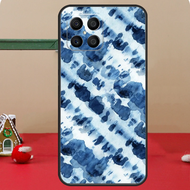 Shibori indigo Tie Dye Case For Huawei P40 Lite P20 P30 P60 P Smart Z Nova 9 Honor X8 X9a 50 70 Magic 5 Pro Cover