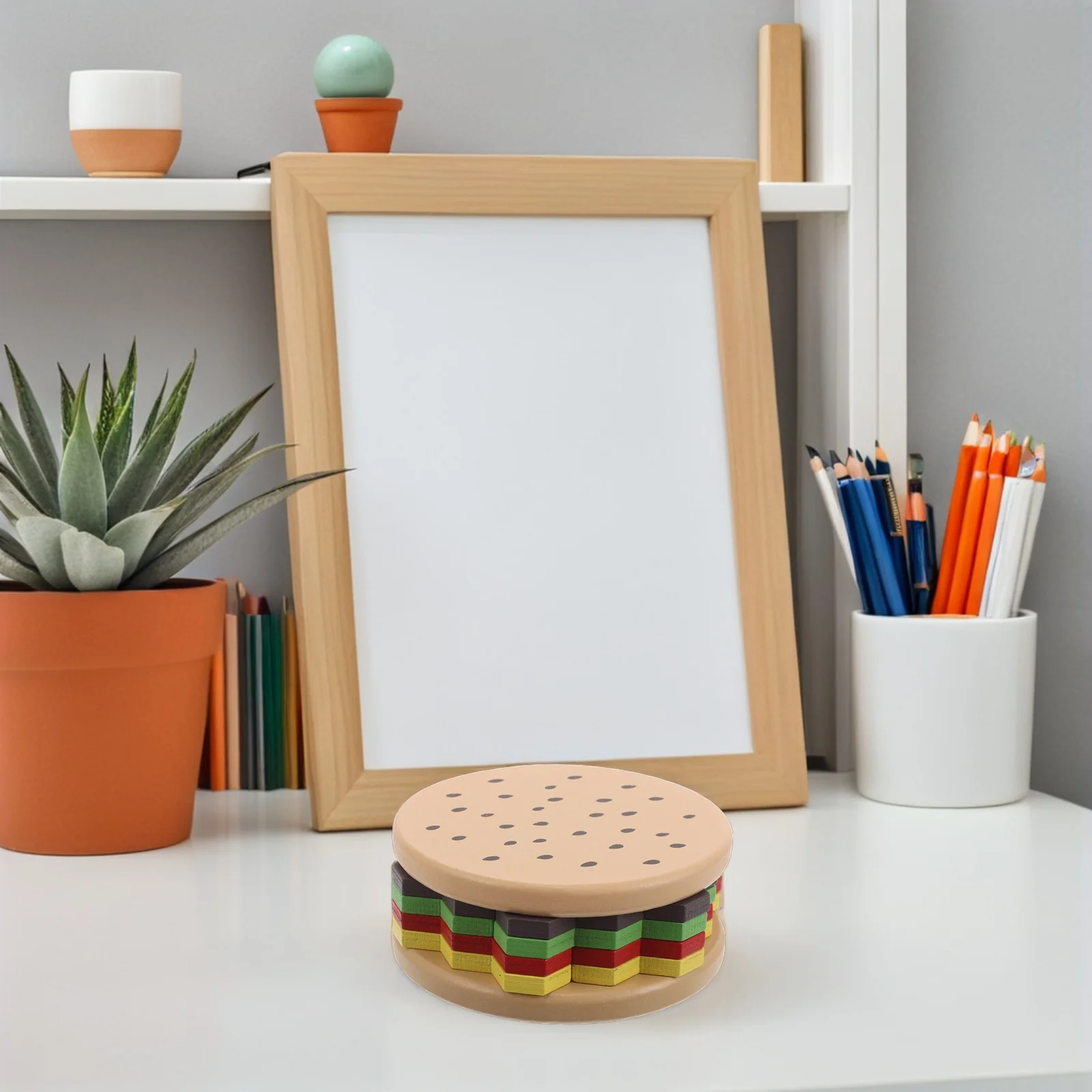 

Wooden 3D Burger Spatial Logic Learning Game Montessori Style Shape Sorting Educational Activity Fine Motor Skills