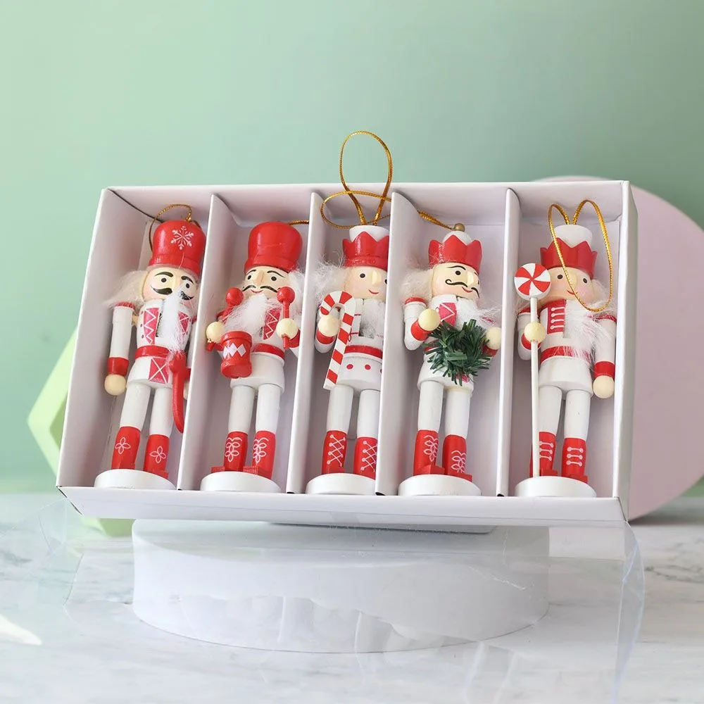 5 pçs festival presente artesanato natal quebra-nozes vintage pintado soldado boneca soldados 13cm artesanato estatueta ano novo