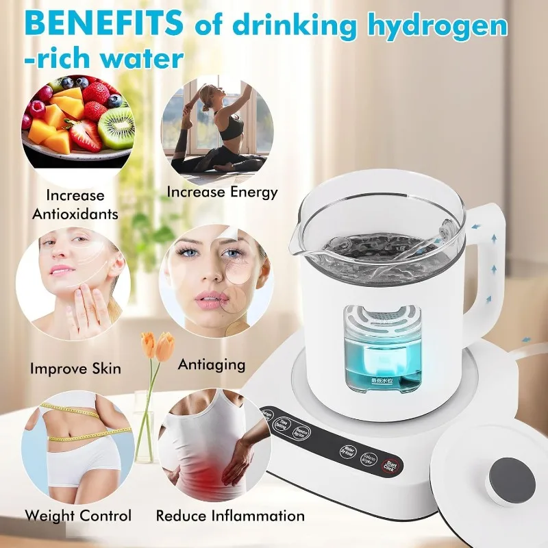 Upgraded Hydrogen Water Generator Hydrogen Maker Machine SPE & PEM Technology 1600PPB Hydrogen Water Pitcher