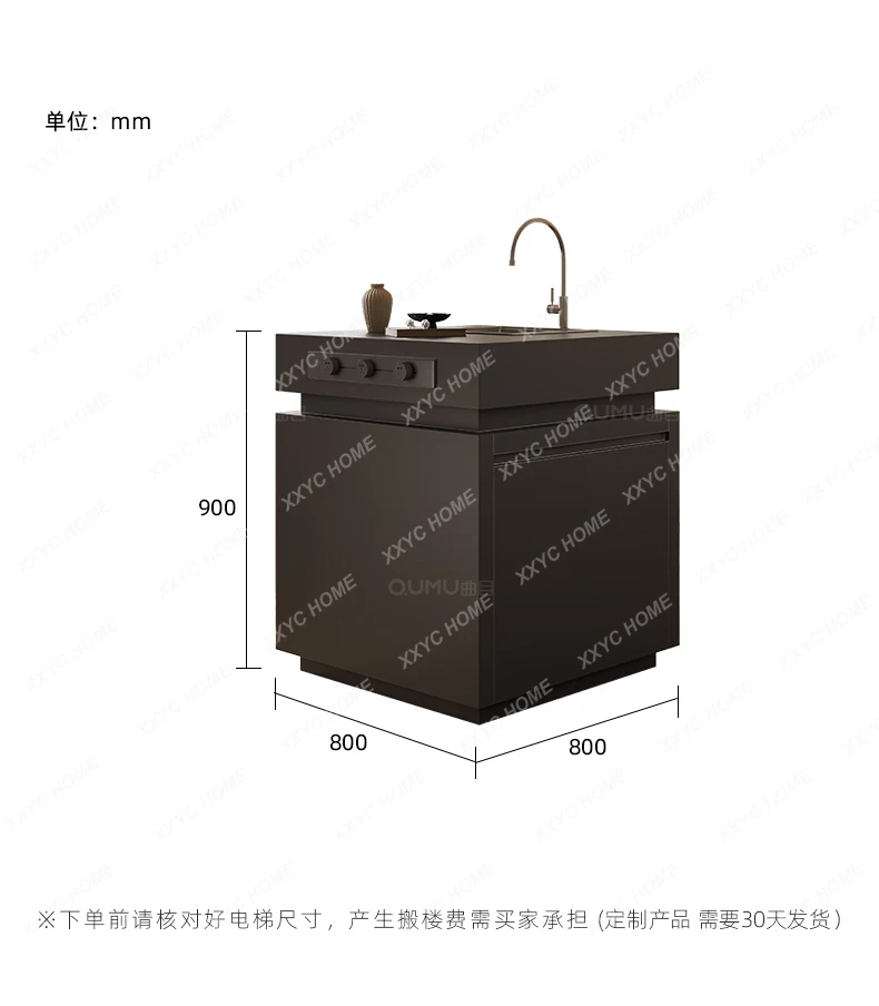 A  Full rock slab  restaurant Small apartment Western kitchen Household multi-functional storage customization Simple separate