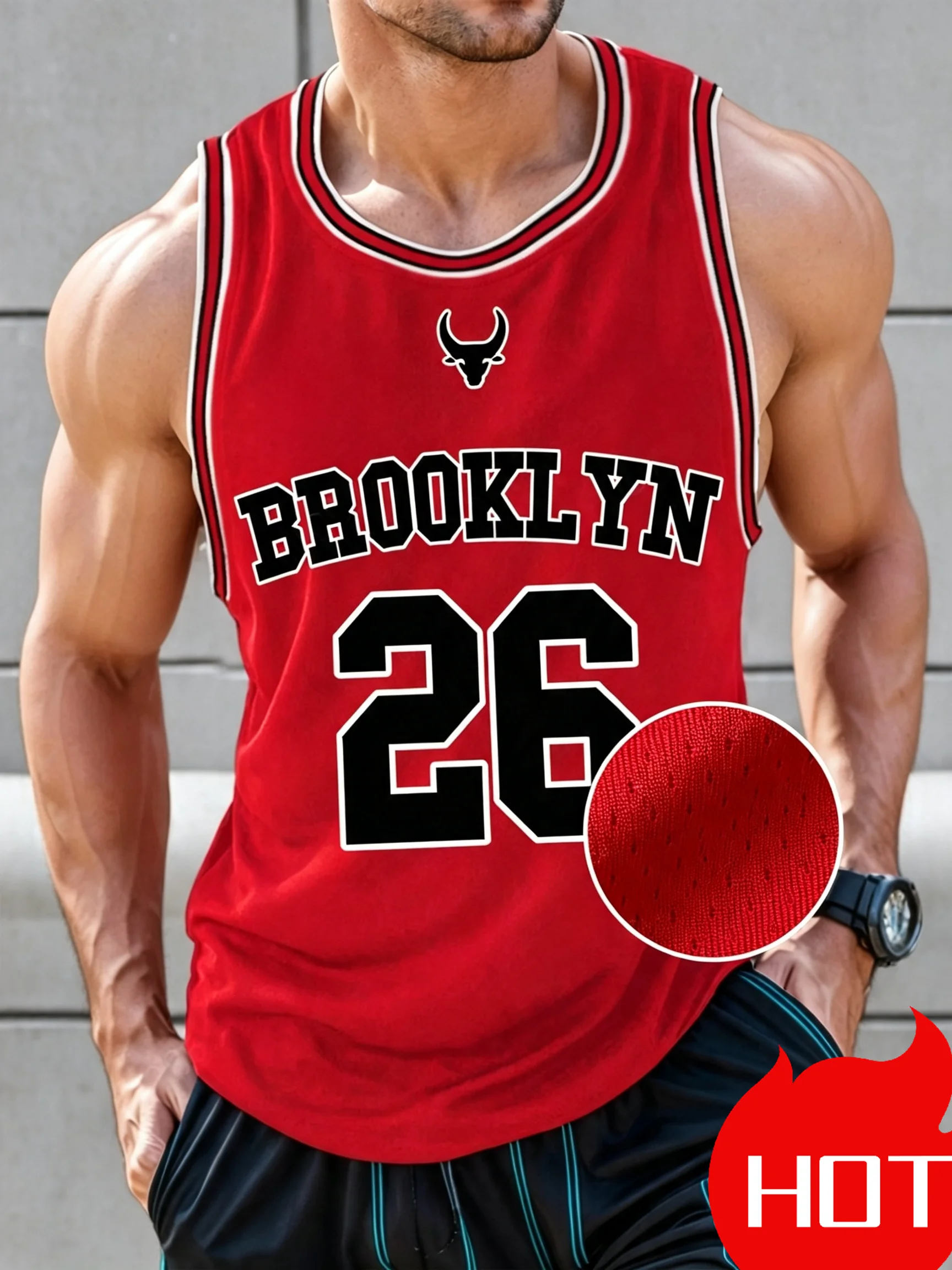 Basketball Brooklyn No.26 O-Neck Vest Loose Quick Drying Fabric Outdoor Fitness Training Casual Sleeveless Summer Men's Clothing