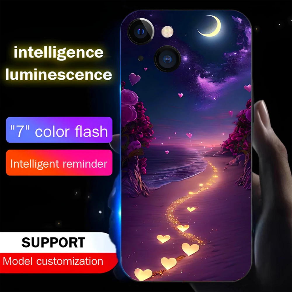 Pretty Cobblestone Design Sound Control LED Flash Case Luminous Cover For Samsung S24 S23 S22 S21 S20 FE Note 10 20 Plus Ultra