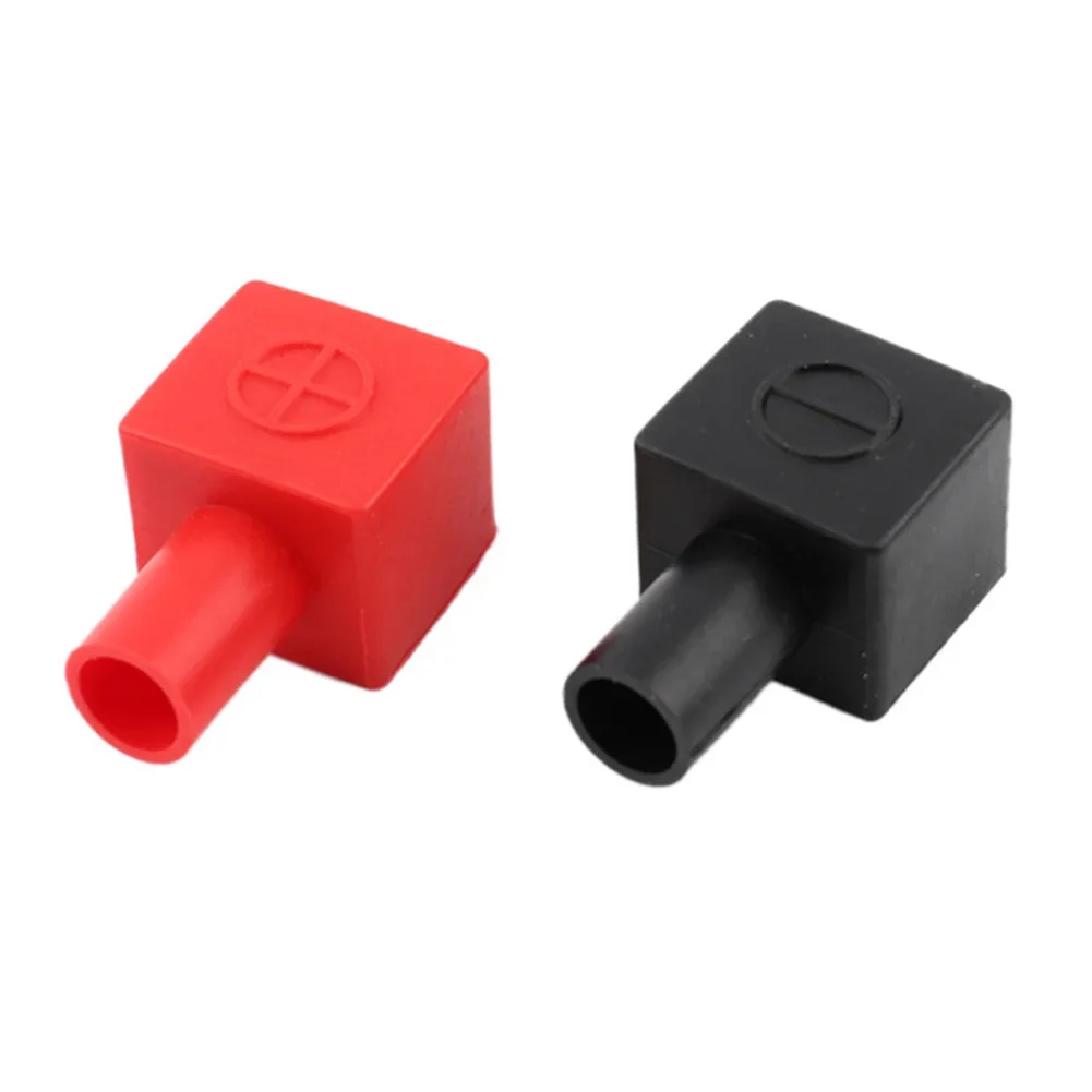 2Pcs Square Motorcycle Car Battery Terminals Rubber Covers Battery Terminals Protection Sleeve Positive Negative Pole Cover