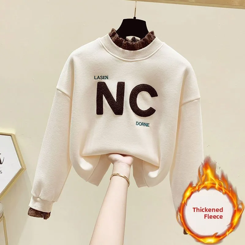 Elegante Completo Autunno Inverno con Felpa Foderata e Jeans a Vita Elastica per Ragazze Adolescenti Bellissimo Set per Studentesse...