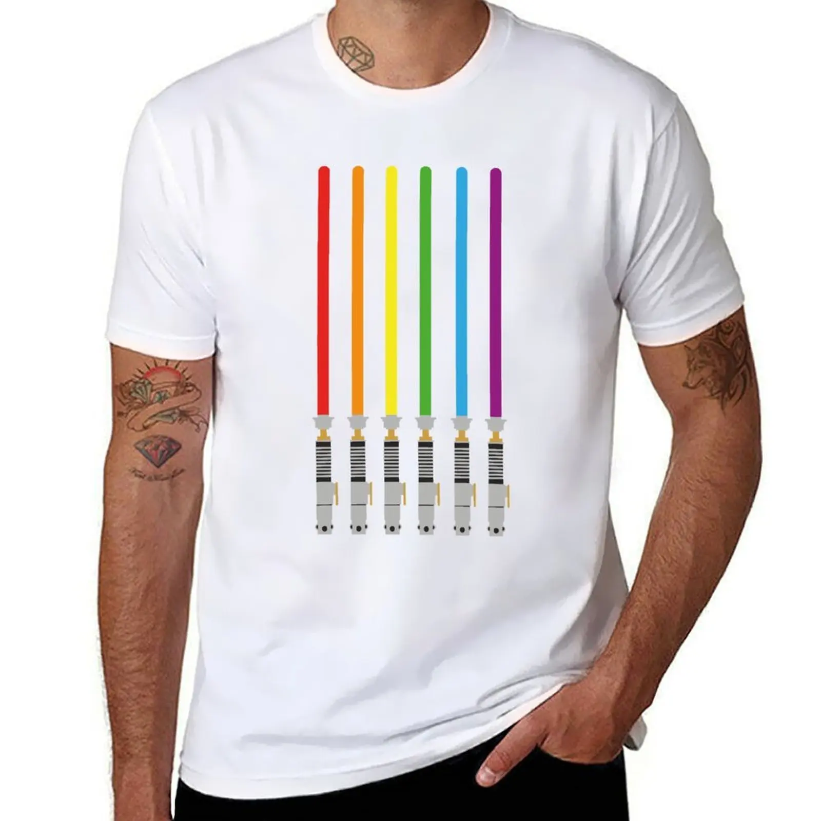 

Lightsaber Proud LGBT Rainbow T-Shirt t shirts for man pack cotton t shirts for man cotton funny T-Shirt