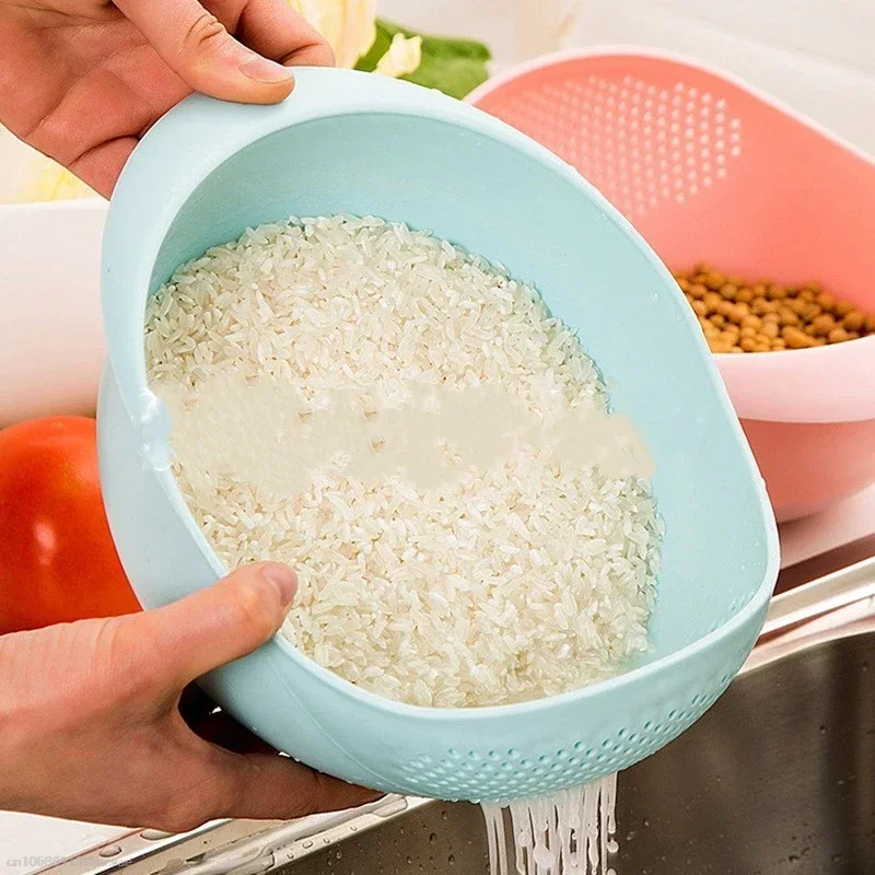 Multi-functional Rice Washer Vegetable and Fruit Basket Drain Cleaning Kitchen Tools Food Beans Sieve Fruit Bowl Drainer