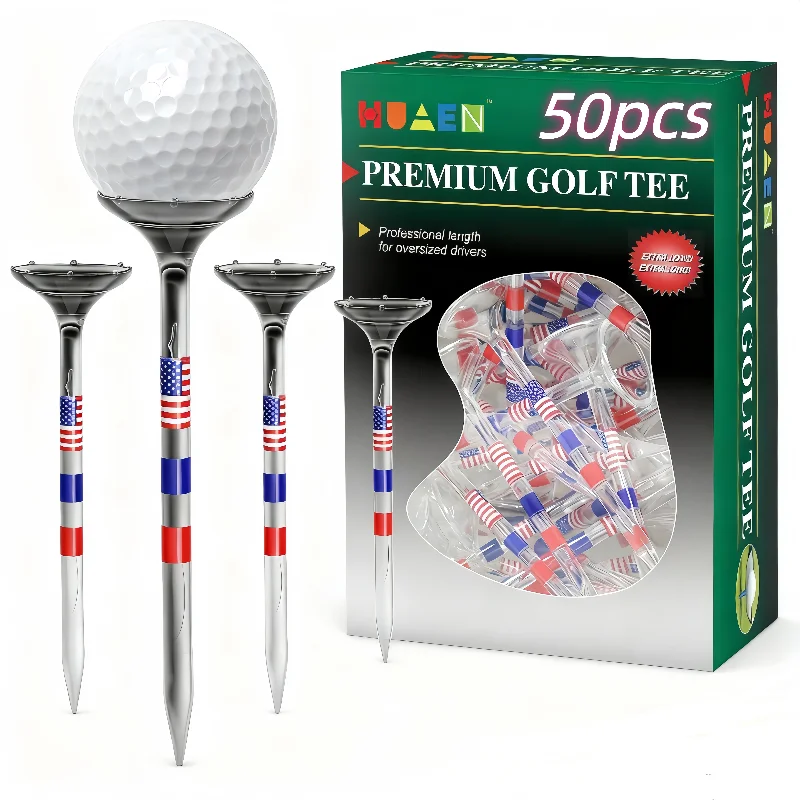 

Golf Tee Premium Unbreakable Rubber Top 50pcs 3 1/4 Inch 8 Prongs Anti-Slice Reusable Pro for Oversized Drivers Indoor Outdoor