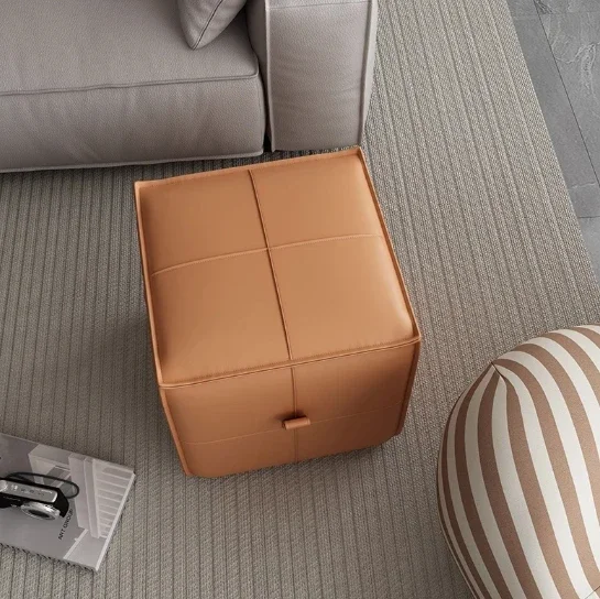 The product can be customized. Leather sofa low stool