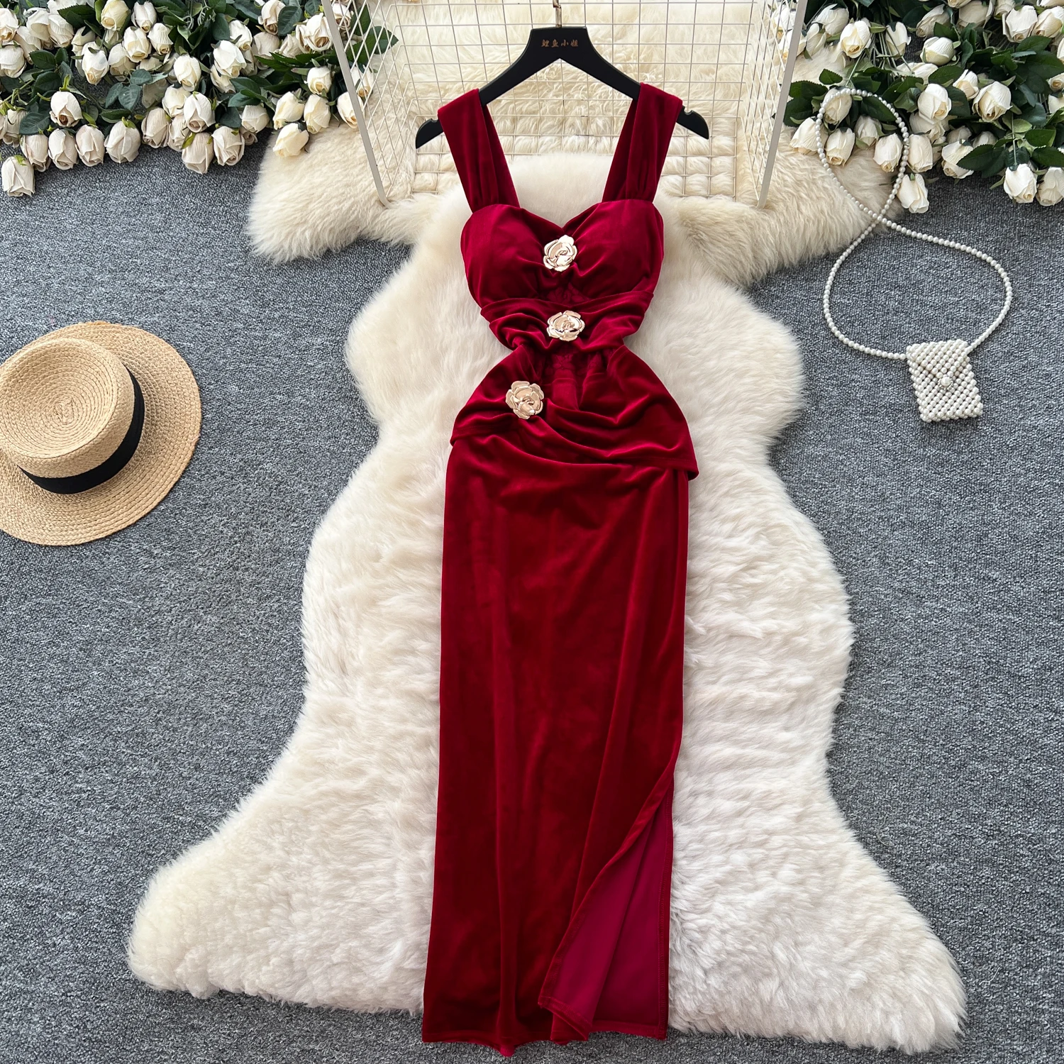 Elegancka sukienka ołówkowa bez rękawów w stylu vintage, elegancka, wróżkowa, koreańska moda, letnia odzież damska