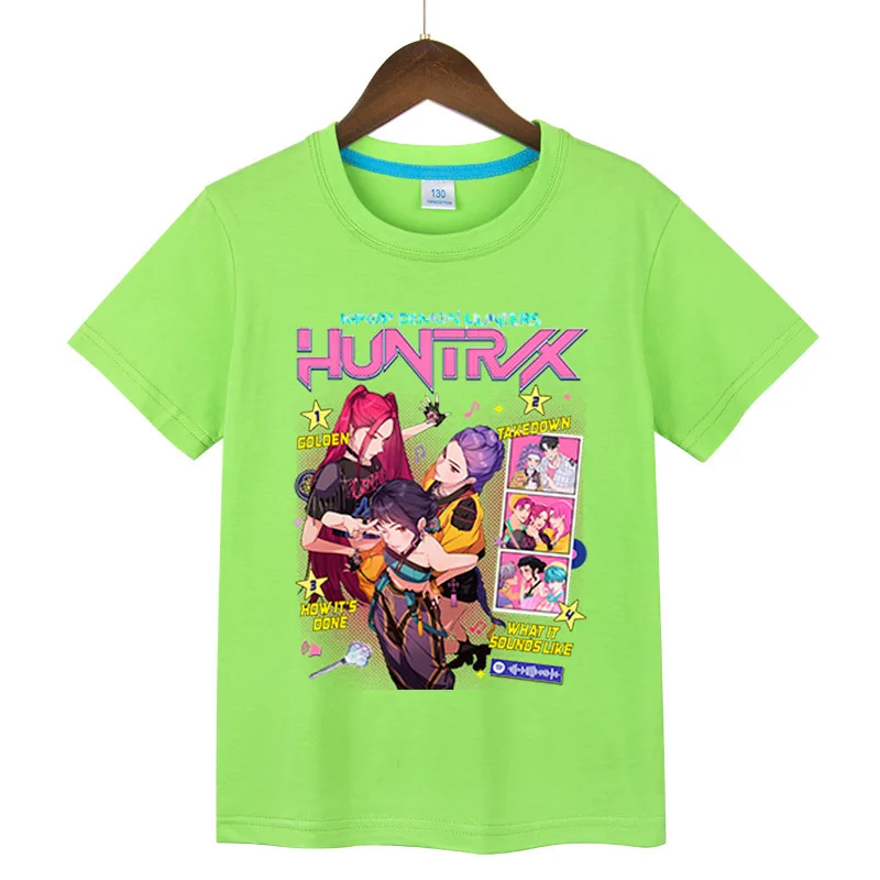 

Kpop Demon Hunters Girls T-shirt Kids Cartoon Short sleeve T-shirt Tops Cotton 100% Kids Clothing Tops Suitable for Boy T-shirt