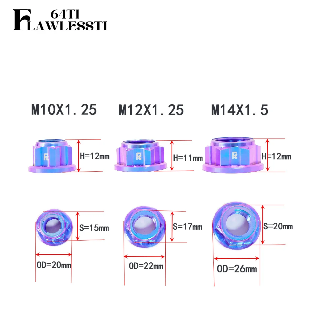 FLAWLESSTI M10x1.25 M12x1.25 M14x1.5 Pitch Gr5 Titanium Nut Front Rear Axle Nut For Yamaha Xmax 300