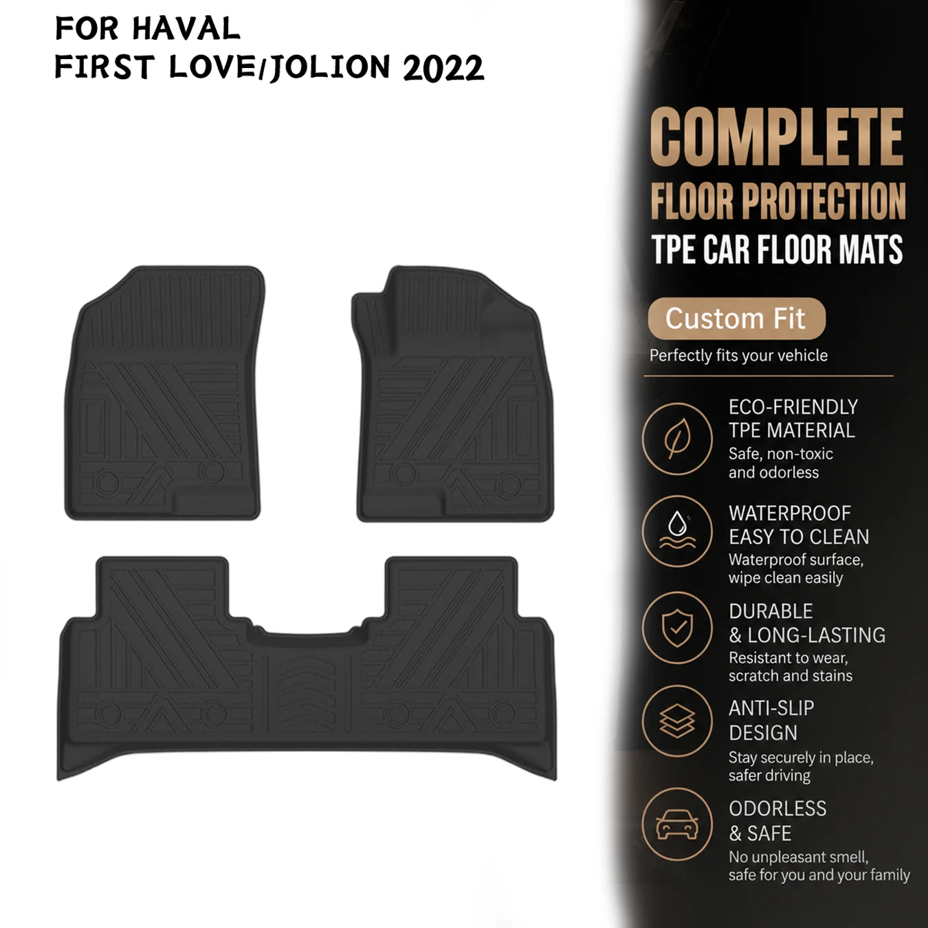 [RHD]haval FIRST LOVE/Jolion 2022 Four Seasons Waterproof and Anti-Slip TPE Floor Mat for Cars.