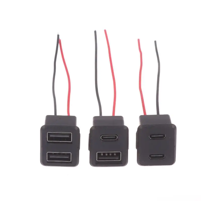 1/3Pcs Power Socket With Cable Connector Double Layer Usb Female Base Type-C Socket And Female Usb Lamp Charging Socket