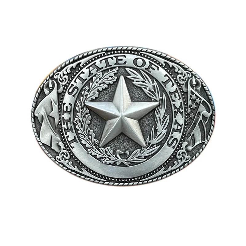 Texas five-pointed belt buckle Western style