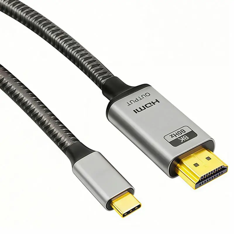 8K@60Hz Aluminum Shell with Mesh Type-C Male to 2.1V HDMI Compatible Male Active Notebook High-Definition Connection Cable