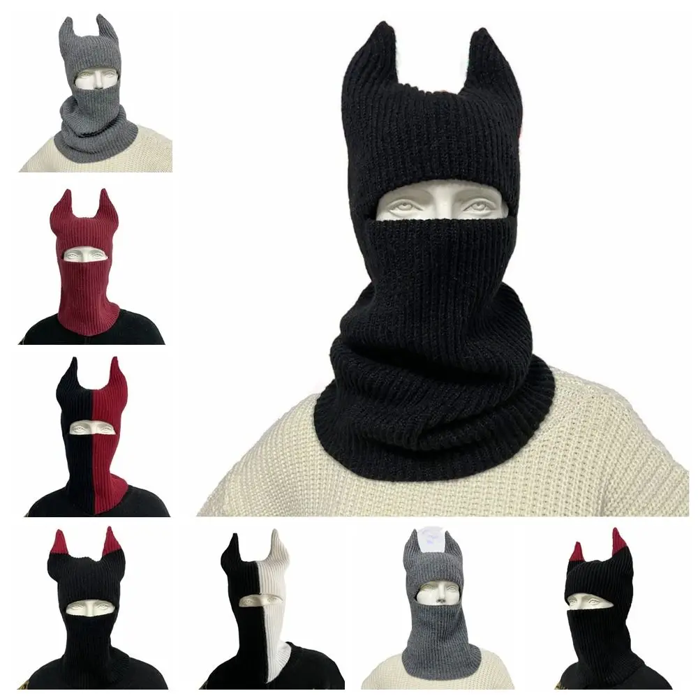 

Cow Horn Cow Horn Knitted Hat Multifunctional Letter Cap Warm Neck Cover Baotou Hat Fashion Versatile Headscarf Autumn