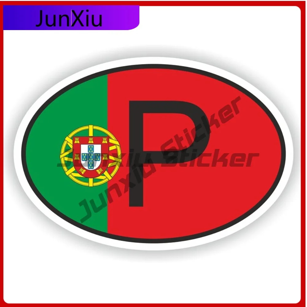 

Portugal P Country Code Oval Creative Laptop Wall Fade Resistant Vehicle Decor Vinyl Decal For Car Truck SUV Window Bumper