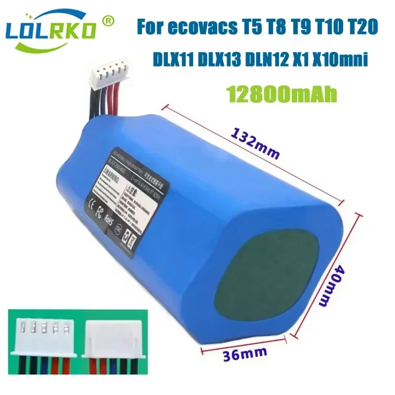 14.8V 12800mAh battery For ecovacs deebot T5 T8 T9 T10 T20 DLX11 DLX13 DLN12 X1 X1omni X1turbo Sweeping Robot Battery