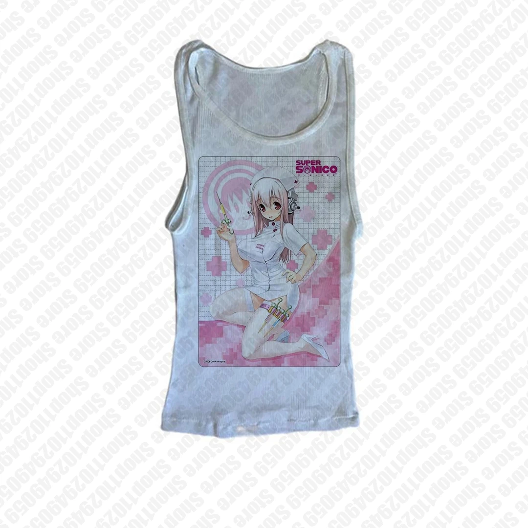 2000s أفضل المرأة الجمالية إلكتروني طباعة الجرونج القوطية بروتيل الأعلى خمر مشد تانك القمم فاسق Y2k الملابس ايمو فتاة المحاصيل القمم