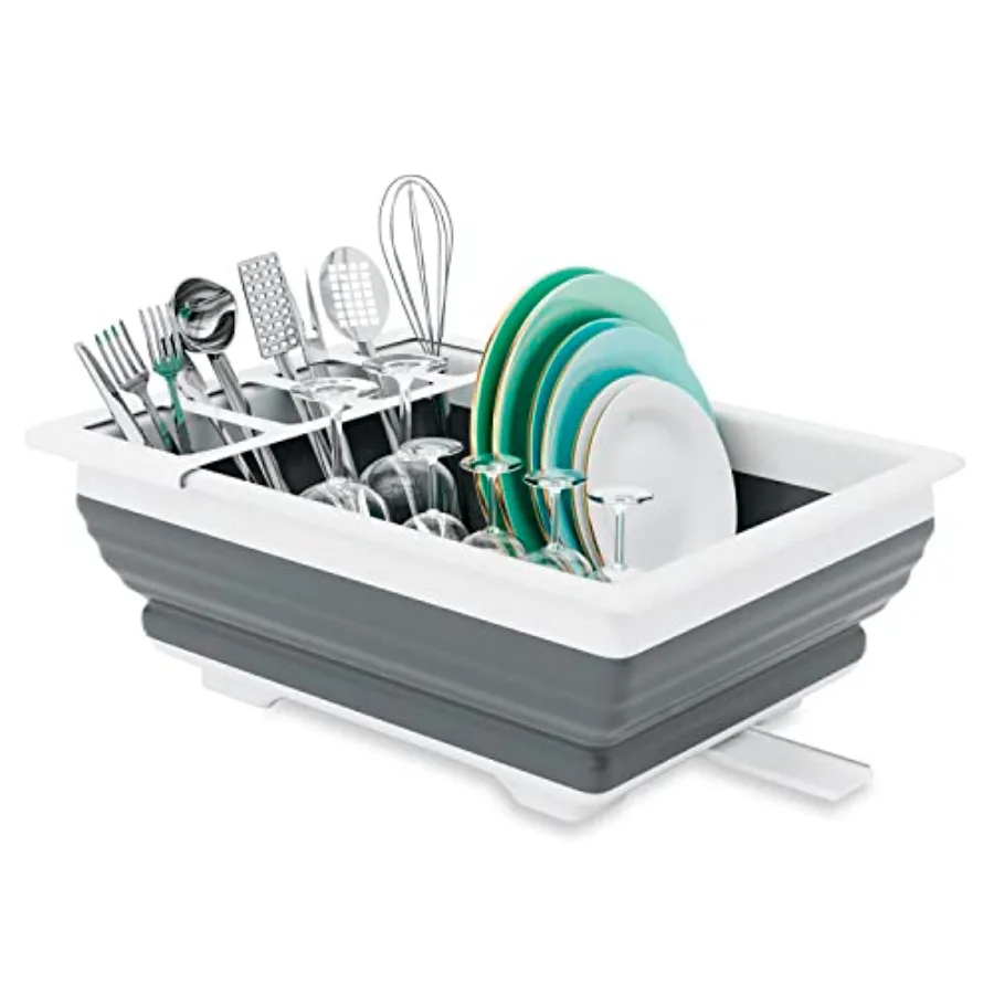 

Collapsible Dish Drainer Portable Dinnerware Drainer Organizer for Kitchen RV Campers Travel Trailer Space Saving Kitchen Stora