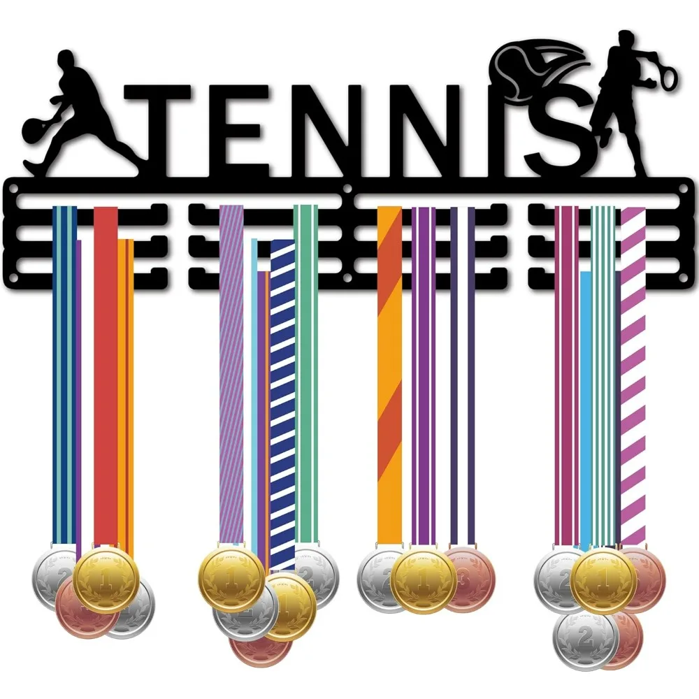 

Вешалка для теннисных медалей, спортивный держатель для медалей, черная металлическая подвесная лента для наград, лента для спортсменов, игроков, железная полка, декор
