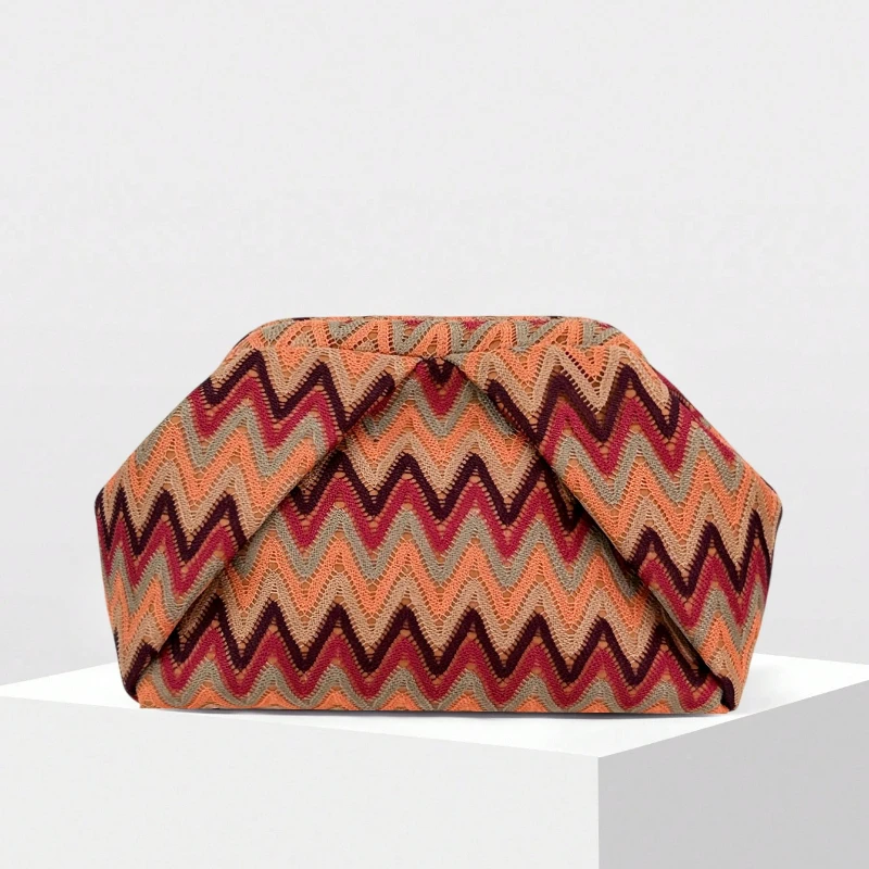 Moroccan Style Women's Clutch Bag Vintage Jacquard Folded Cloud Handbag Summer National Holiday Outdoor Colorful Clip Purse