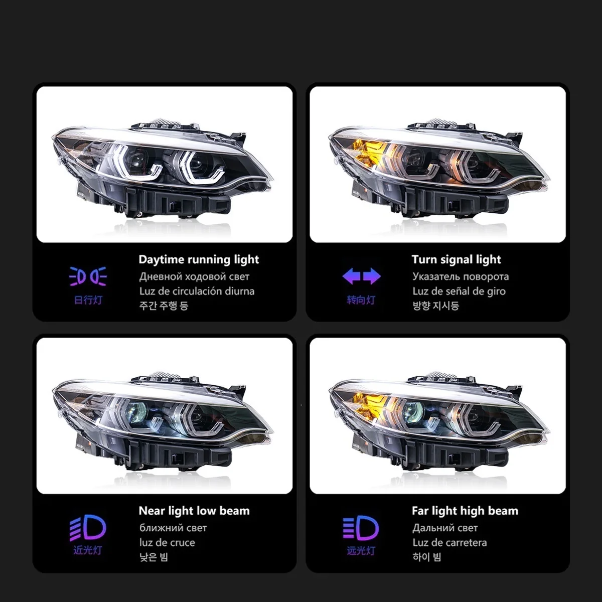 Car Lights for 2 Series F22 Headlight 2014-2019 Projector Car Lamps Daytime Running Lights Dynamic Turn Signals