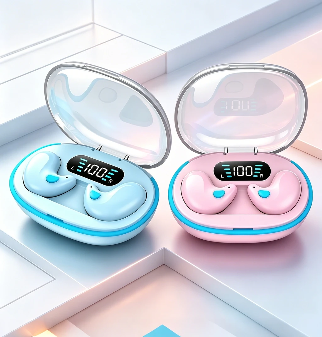 Sleep Wireless Earphone TWS Bluetooth 5.3 Headphones Hidden Earbuds IPX5 Waterproof Noise Reduction Sports Headset