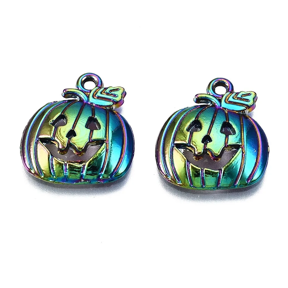 20pc Metal Pendants  Halloween Pumpkin Rainbow Color for Making DIY Jewelry Necklace Eardrop Bracelet Craft Charm Supplies