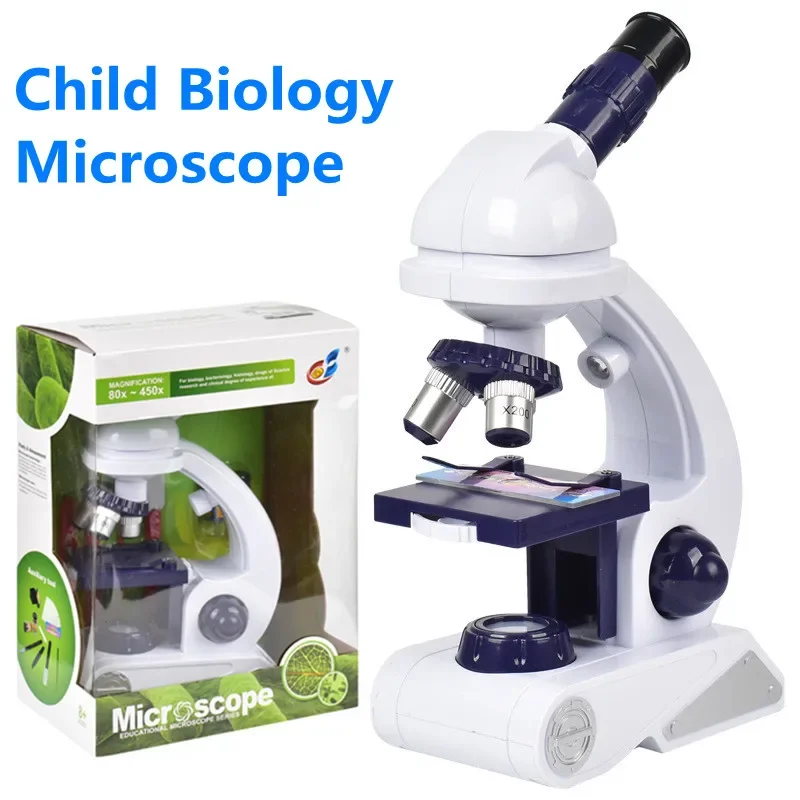 Microscope Experiment Kit LED Exquisite Biological Children's Microscope Home School Science Education Toy Gift