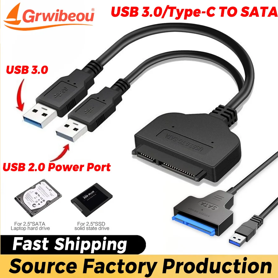 yZ[zSATA - USB 3.0 / 2.0 P[u ő6Gbps 2.5C`OtHDD SSDn[hhCup SATA 3 22sA_v^[ USB 3.0 - SATA III R[h