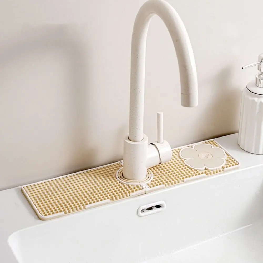 Durable Silicone Faucet Drain Pad Soft Anti-slip Sink Drain Pads Foldable Splash Proof Sink Splash Guard Kitchen