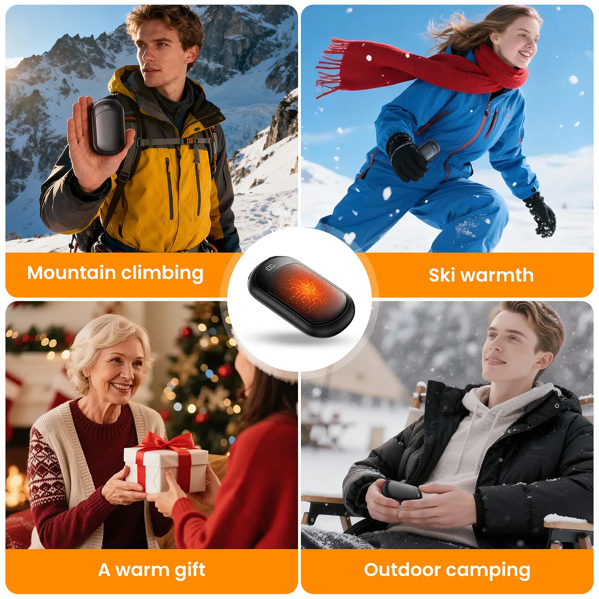 2er-Pack Wiederaufladbare Elektrische Handwärmer, Intelligente Heizung, UL-zertifiziert, 3 Heizstufen, Tragbarer Heizer, Ultraflach, Taschenformat für Winterreisen, täglichen Gebrauch, Camping – Detail 6