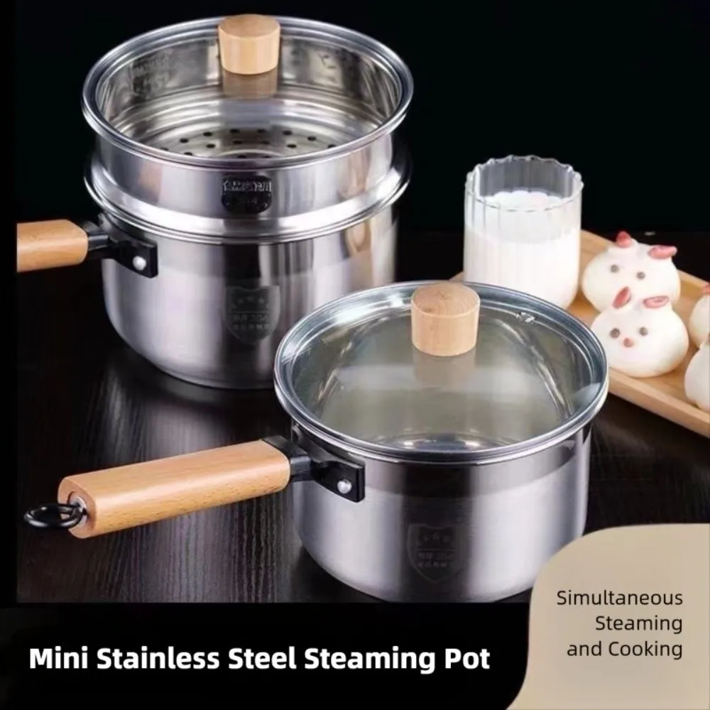 

Stainless Steel Mini Steamer 16/18cm with Lid Stainless Steel Pot Non Stick 2 Layer Baby Food Cooking Pot Gas Induction Cooker