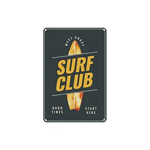 Vintage Metal Sign Tin Sign Surf Club Home Bar Kitchen Pub Club Wall Decor Signs 12x8inch