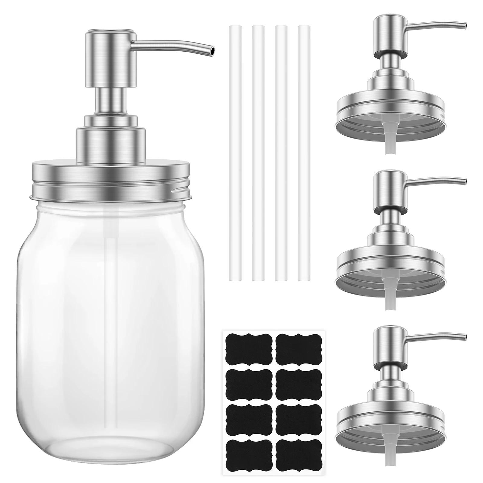 

4Pcs Stainless Steel Soap Dispenser Pump Lid for Regular Mouth Versatile Rust Resistant Lotion Dispenser Pump Lid for Kitchen