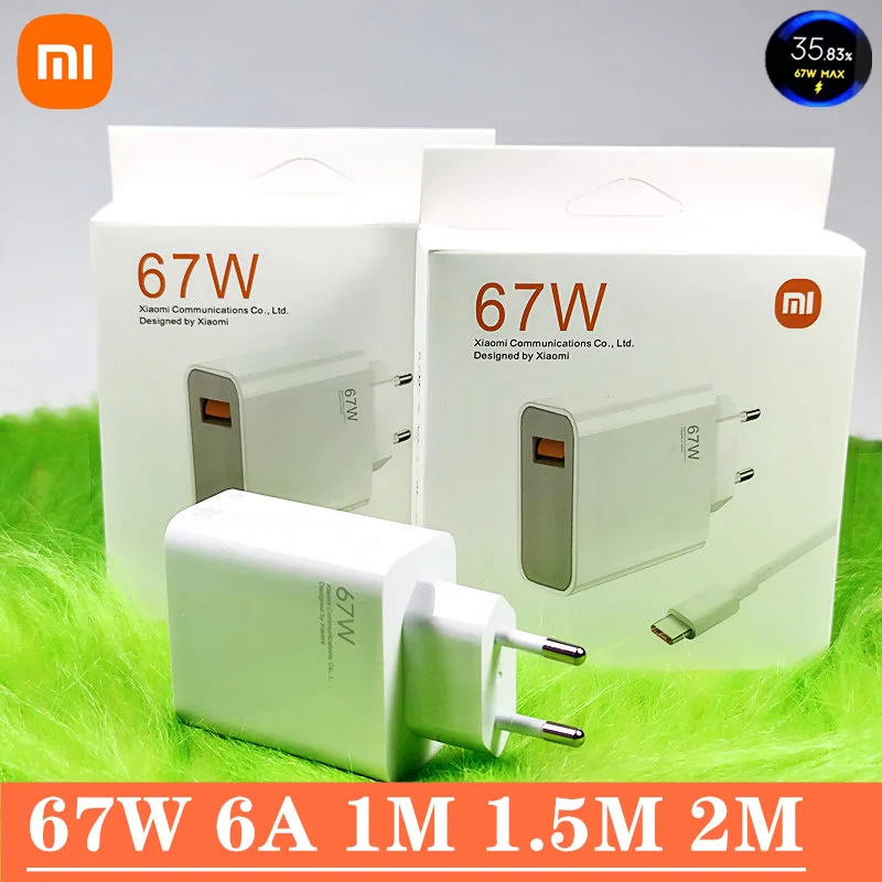 Xiaomi 67w Charger EU Original Turbo Charge Power Adapter 6A Type C Cable For Xiaomi 11 12 Ultra Poc