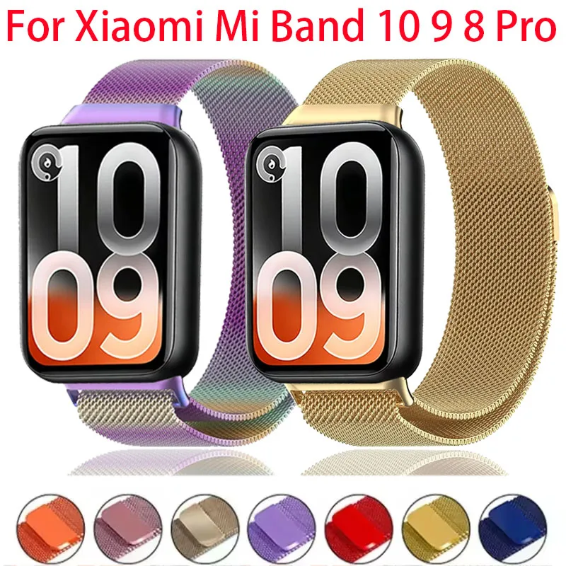 Milanese Loop Armband für Xiaomi Mi Band 10 Pro Mi Band 8 9 Pro Metall Magnetisches Atmungsaktives Armband für Redmi Watch 6 5 4
