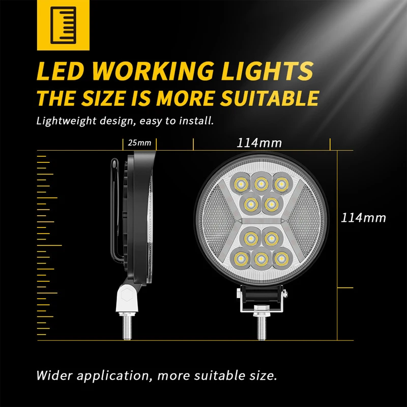 Round LED Work Light 4 inch Spot Flood Beam For Offroad 4x4 SUV Tractor Truck Fog Lamp Driving Car LED Working Lights