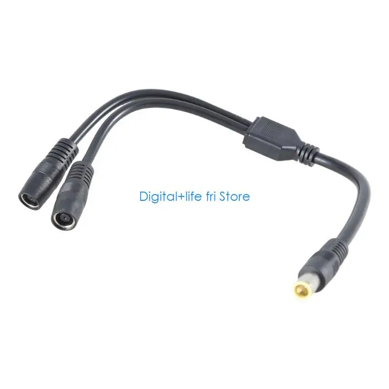 E06D 30cm/11.81inch DC7909 1 Male to Two Female Power Cord Copper Connecting Wire 2-In-1 Charging Cable for Solar Panel