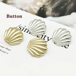 10 pezzi Shell bottoni in metallo smerlato cappotto Trench maglione maglieria cappotto bottoni decorativi all'ingrosso