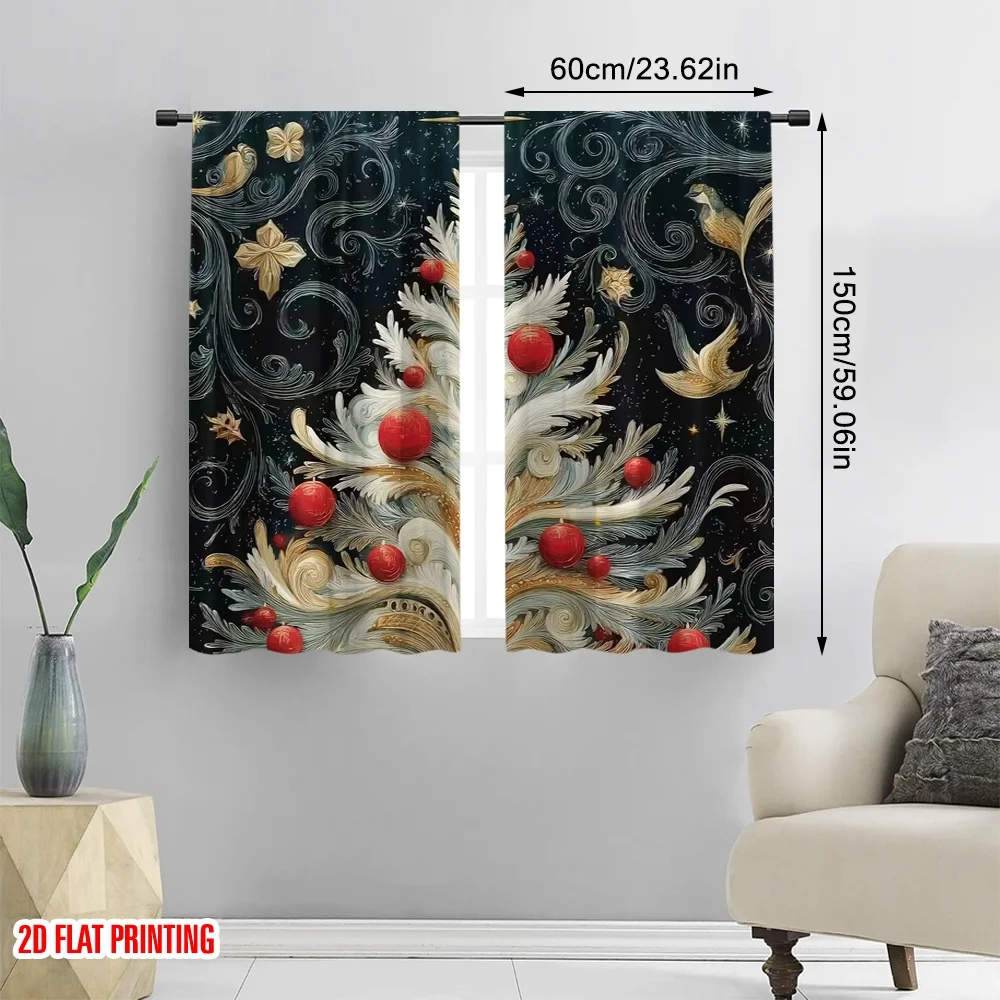 2pcs 2D flat printing Saint Patrick Popular Window Drapes Super Christmas tree Polyester Without Electricity 0 Perfect for