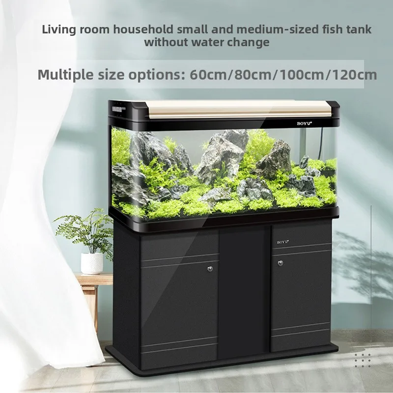 YFY  Fish Tank Aquarium Small and Medium Glass Goldfish Tank Rectangular Living Room Household Small Fish Tank