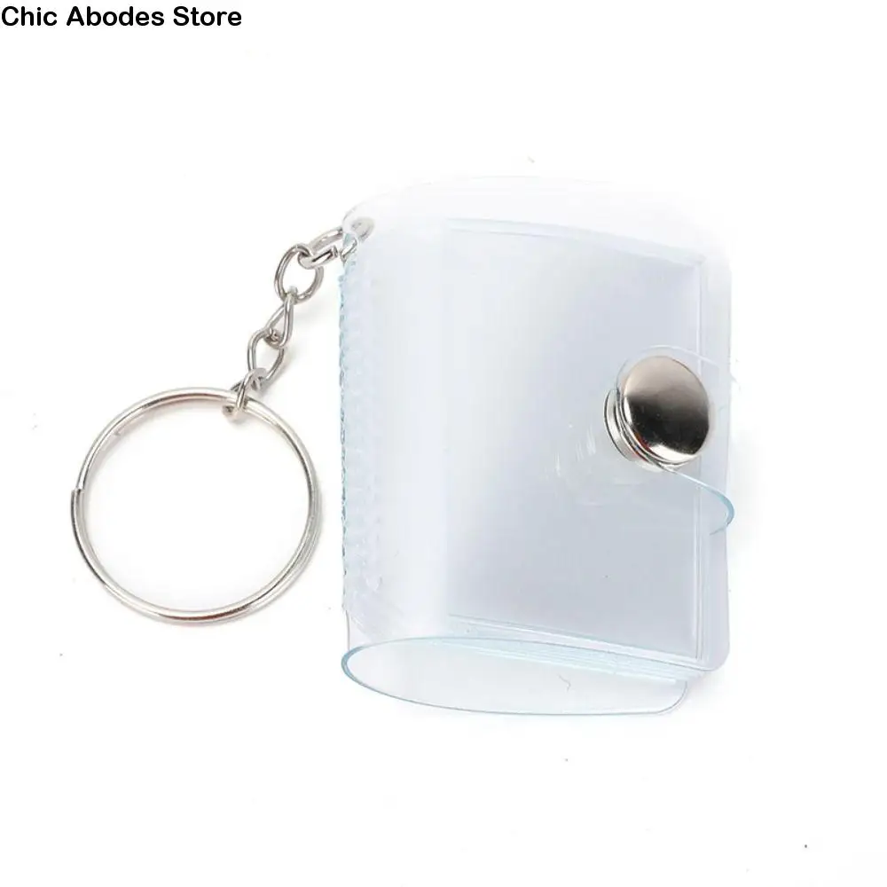 

With Keychain Mini Photo Album Snap Button Design Simple Storage Photo Card Holder DIY PVC Portable Pocket Album
